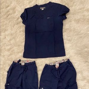 Set of navy koi scrubs